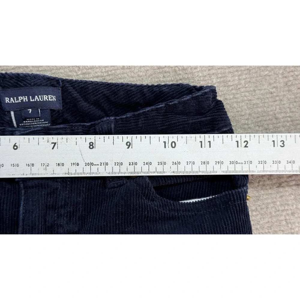 Ralph Lauren Pants Kids 7 Blue‎ Corduroy Slim Fit Chino Stretch Zip Pockets